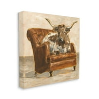 Apstraktni bik stolica za dnevnu sobu smeđa i narančasta slika platno zidni umjetnički dizajn Ethana Harpera,