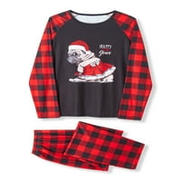 Obiteljski Božićni pidžama setovi s dugim rukavima s printom za pse + karirane hlače ili kombinezon s dugim rukavima