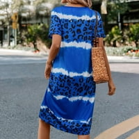 Ženska haljina ženska modna ležerna Midi haljina s leopard printom Ženska ležerna haljina u plavoj boji