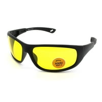 Zaštitne naočale od polikarbonata s punim crnim okvirom, žute leće, dodatni remen može se dodati za dodatnu udobnost,