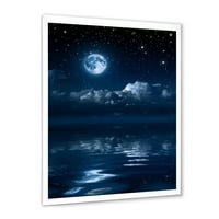 Dizajnerski ispis noć punog mjeseca na oblačnom nebu u Mumbaiju u morskom i obalnom okviru