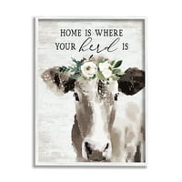 Kuća u kojoj je vaše stado Boho Cvjetna krava, stara 30 godina, dizajn s natpisima i oblogom