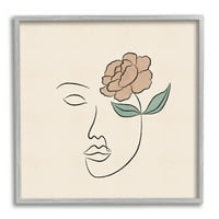 Stupell Industries cvjetni obris casual doodle apstraktna žena lice grafičke umjetnosti siva uokvirena umjetnička