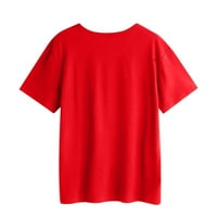 Proljetni vrhovi, ženske ljetne Ležerne modne majice kratkih rukava s printom, bluza, majica, crvena
