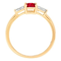 0,8 karatni smaragdni rez, Crveni imitirani Rubin, 18 karatno žuto zlato, vjenčani prsten za godišnjicu s kamenom,