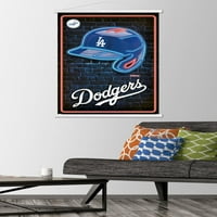 Los Angeles Dodgers - neonski zidni poster s kacigom s magnetskim okvirom, 22.375 34