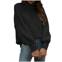 FJOFPR Womens Fall Tops pulover džemperi za žene lagani pleteni džemper Tops Čvrsta boja Elegantni čahurasti džemper