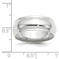 Zaručnički prsten od bijelog zlata u karatu polukružnog oblika s rubom