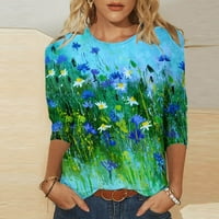 gakvbuo kontrastna majica za žene rukave plus size tunic bluza patchwork tiskana dugih rukava ženska odjeća cvjetna