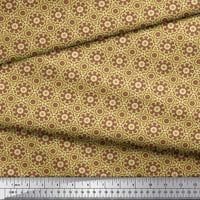 Soimoi smeđa pamučna kambrična tkanina cvjetna i kružna geometrijska dekor tkanina tiskano dvorište široko