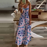 Roliyen Maxi haljine za žene tropsko cvjetni print halter bez leđa maxi haljina bez rukava Boemska haljina