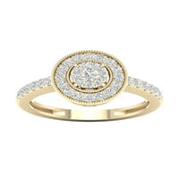 Imperial 1 2CT TDW Diamond 10K žuti zlato klaster halo zaručnički prsten