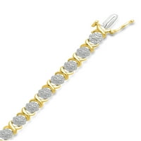 0. Carat T.W. Bijeli dijamant Mikron žuto oblaganje preko srebrne narukvice sterling