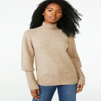 Ženski džemper od kornjače s okruglim vratom s manšetama na kopčanje
