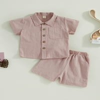 Ljetna odjeća za dječake, obične košulje kratkih rukava s reverima + kratke hlače s elastičnim strukom