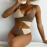 Aayomet bikini set za žene u obliku ženske boje čvrsti kupaći kostim koji odgovaraju bikini visoki struk, debeli