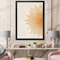 Dizajnerska umjetnost print Orange Sun na bež mumbo uokvireni moderni umjetnički print