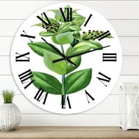 Dizajnerski crtež Vintage biljke sa zelenim lišćem tradicionalni zidni sat