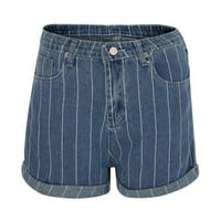 Jsaierl Womens Jean kratke hlače s visokim strukom Opuštene fit traper kratke kratke hlače zakrivljene Bermuda