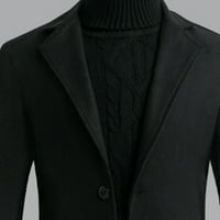 Rasprodaja Plus veličine jesen-zima novi stil Plus pamučni obični vuneni Muški kaput s reverom crna jakna
