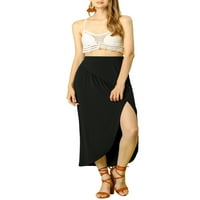 Jedinstvene ponude ženskog maxi elastičnog struka podijeljena ležerna duga suknja