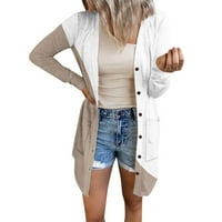 Ženski kaputi, Ženske jakne, modni casual kardigan srednje duljine s printom dugih rukava, ženski kaki vrhovi