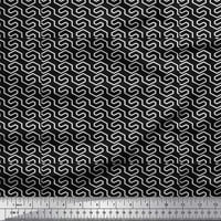 Crna rajonska šifonska tkanina, U obliku jarde, s reljefnim geometrijskim tiskom