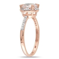 Ženski zaručnički prsten od 1 karatnog Morganita od 10 karata i dijamanti od ružičastog zlata od 10 karata