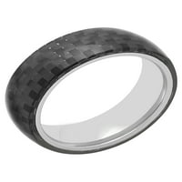 Muški prsten s kupolom od nehrđajućeg čelika i crnih karbonskih vlakana-muški prsten