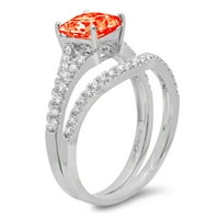 3. dijamant izrezan Princess imitacija Crvenog dijamanta od bijelog zlata od 14 karata s naglascima vjenčani set
