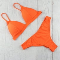 Kupaći kostimi za žene, ženski set od dva bikinija, Jednobojni mekani push-up kupaći kostim, narančasti kupaći