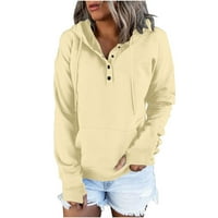 Ženska majica s kapuljačom u boji, Jednobojni jesenski pulover s džepom od klokana, ležerna široka odjeća u boji,