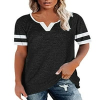 Ženska majica s blokom u boji ležerni široki vrhovi na pruge s izrezom u obliku slova u, osnovne košulje, ljetna