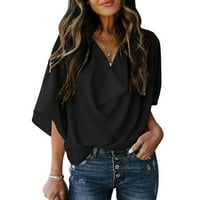 Ženske majice, bluze, Ženske Ležerne košulje u boji u obliku slova u, modni crni 2-inčni