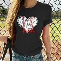 Baseball mama košulja za žene, ljetne povremene grafičke majice smiješne vrhove kratkih rukava udobno labave majice