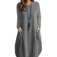 Hanzidakd plus haljine veličine neutralne haljine dužine koljena za žene čamce Čvrsti džepni vrhovi