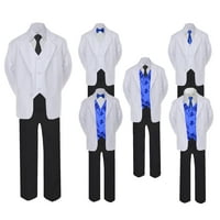 5-službeno crno-bijelo odijelo, prsluk s dugom leptir mašnom u Kraljevsko plavoj boji za dječake, za malu djecu,