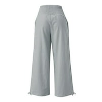Casual hlače za žene, Visoki struk, široke hlače s printom, ženske hlače s elastičnim pojasom i podijeljenim džepovima,