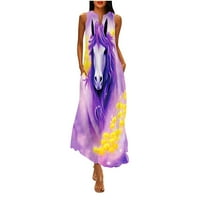 Ljetne haljine Za Žene, Ležerne široke elegantne duge haljine bez rukava s prorezom, cvjetne haljine Za plažu,svijetlo