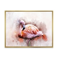 DesignArt 'Sažetak portret ružičaste Flamingo III' Farmhouse uokvirena platna zidna umjetnička tiska