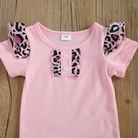 IZHANSEAN NOVORDON BILE GIRLS Leopard odjeća ruffle i hlače s odjećom za glavu ružičaste 9 mjeseci