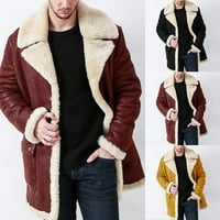 Muški casual kaput s reverom s toplim ovratnikom zimska duga jakna obložena runom gornja odjeća