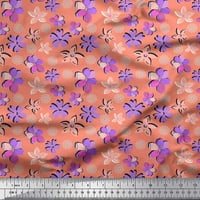Ljubičasta pamučna patka tkanina u širini dvorišta s umjetničkim cvjetnim printom