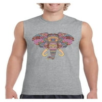 2-muška majica s grafičkim printom bez rukava do 3-inčne veličine-mozaik slonova