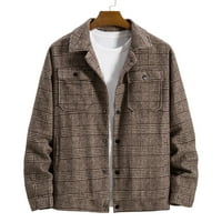 SNGXGN muške flanelne košulje jakne puhač kaputa pakiranje tople muške jakne, kava, veličina m