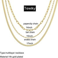 Ogrlica od tewiky jarske kostiju za žene DAINTY 14K Zlatna ogrlica za zmiju Slojevita zlatna kost dvostruka ravna