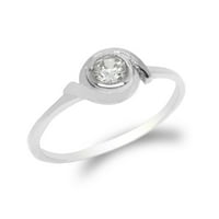 Ženski prsten od bijelog zlata od 10 karata, 0,14 karata, jednostavan pasijans, veličina 8
