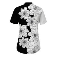 Bluza za žene, modne Vintage košulje s cvjetnim printom kratkih rukava, bluza s izrezom u obliku slova u, Ležerne