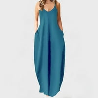 Haljina Bez rukava Plus veličine za žene modna haljina s remenom srednjeg struka s izrezom u obliku slova U, Bez