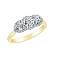 Zaručnički prsten od bijelog prirodnog dijamanta okruglog oblika od 0 karata od punog žutog zlata 14 karata veličina